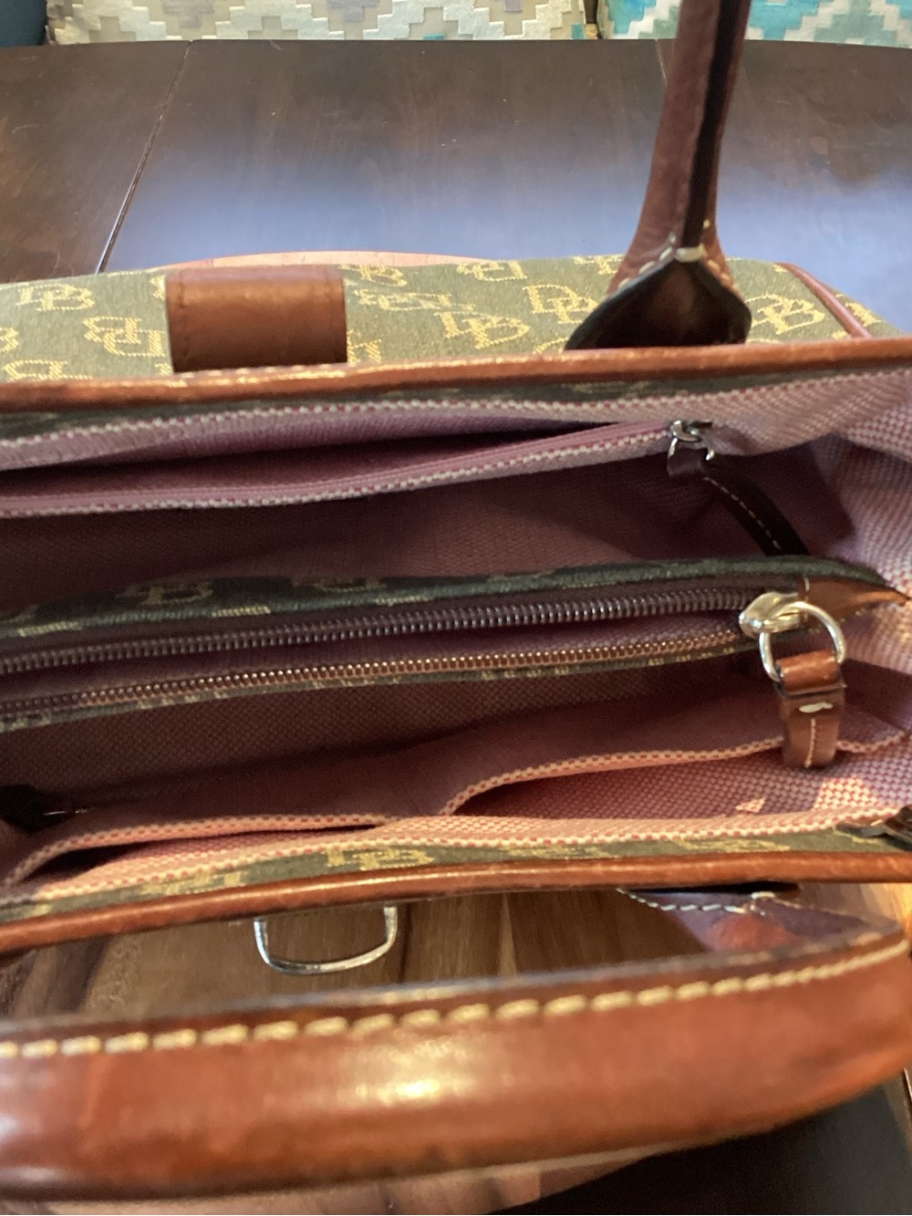 Dooney & Bourke Logo Jacquard Leather-Trim Satchel - Picture 12 of 16